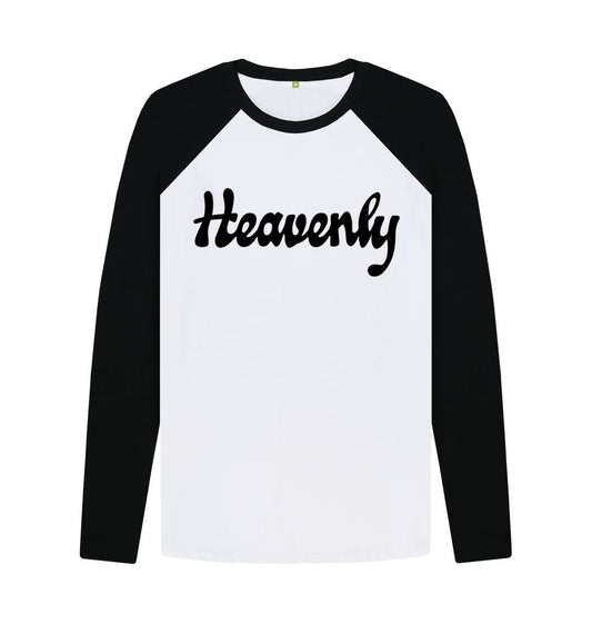 Black-White Heavenly Recordings Logo - Longsleeve Baseball T-shirt