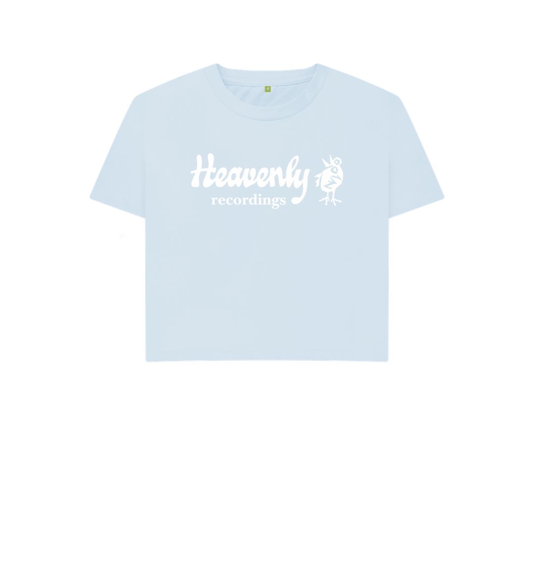 Sky Blue Heavenly Recordings - White Logo - Boxy Tee