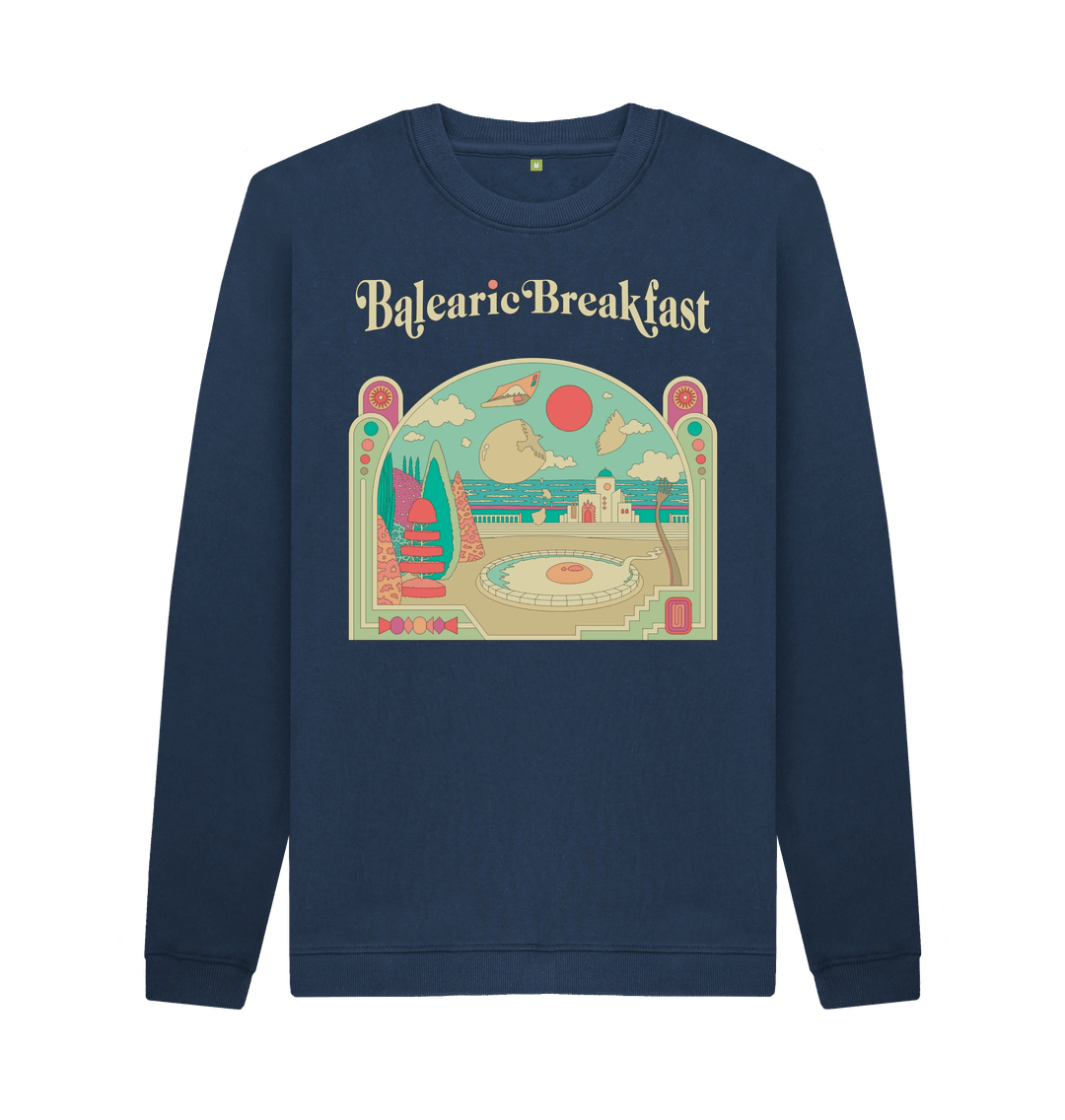 Navy Blue Printed Sweater Front