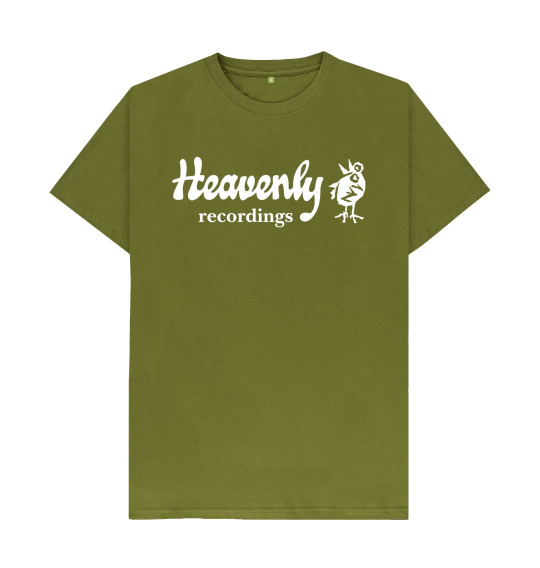 Moss Green Heavenly Recordings Logo Tees - White Logo