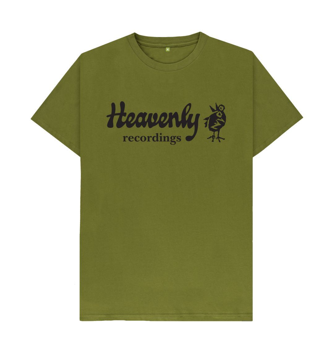 Moss Green Heavenly Recordings Logo T-shirt - Black Logo