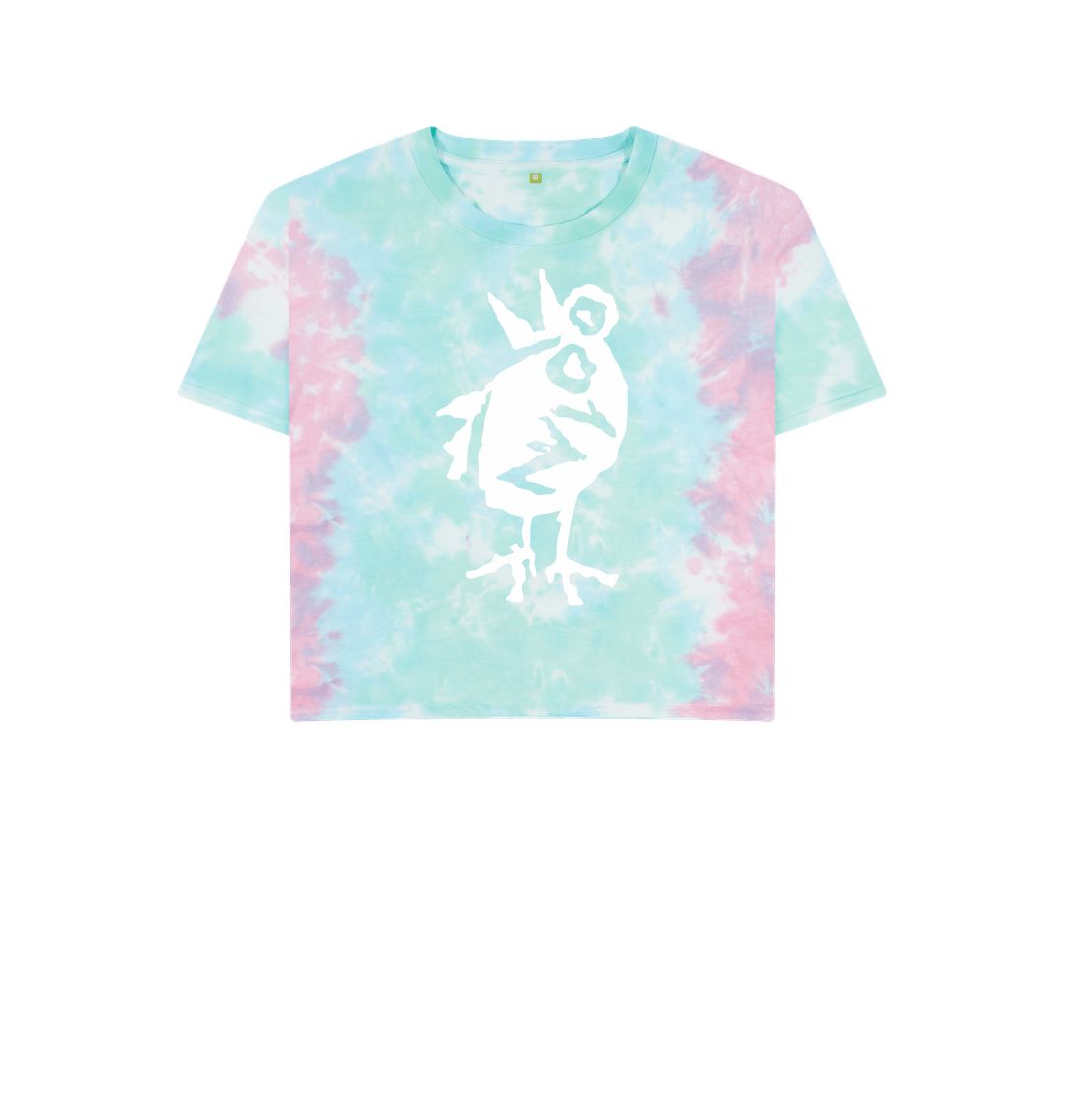 Pastel Tie Dye Heavenly Bird - White Logo - Boxy Tee