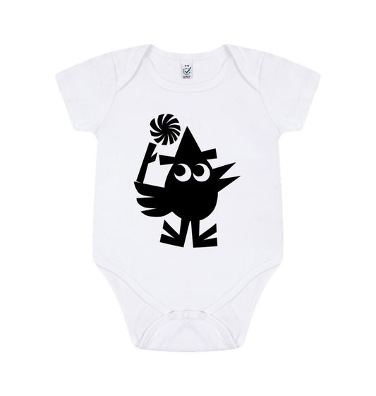 White Adam Higton Bird - Baby Grow (Black Logo)