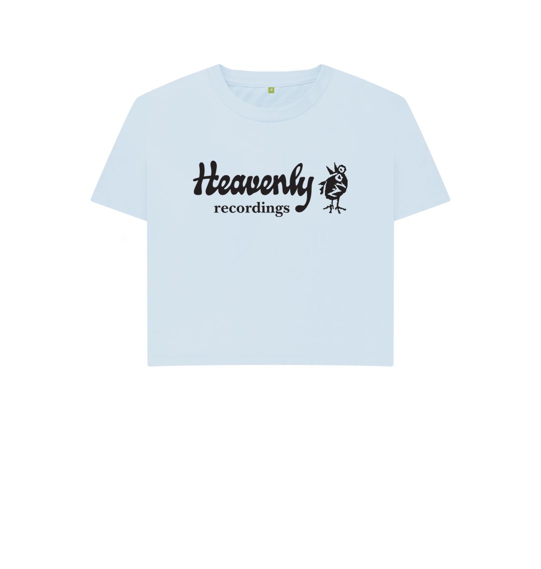 Sky Blue Heavenly Recordings - Black Logo - Boxy Tee