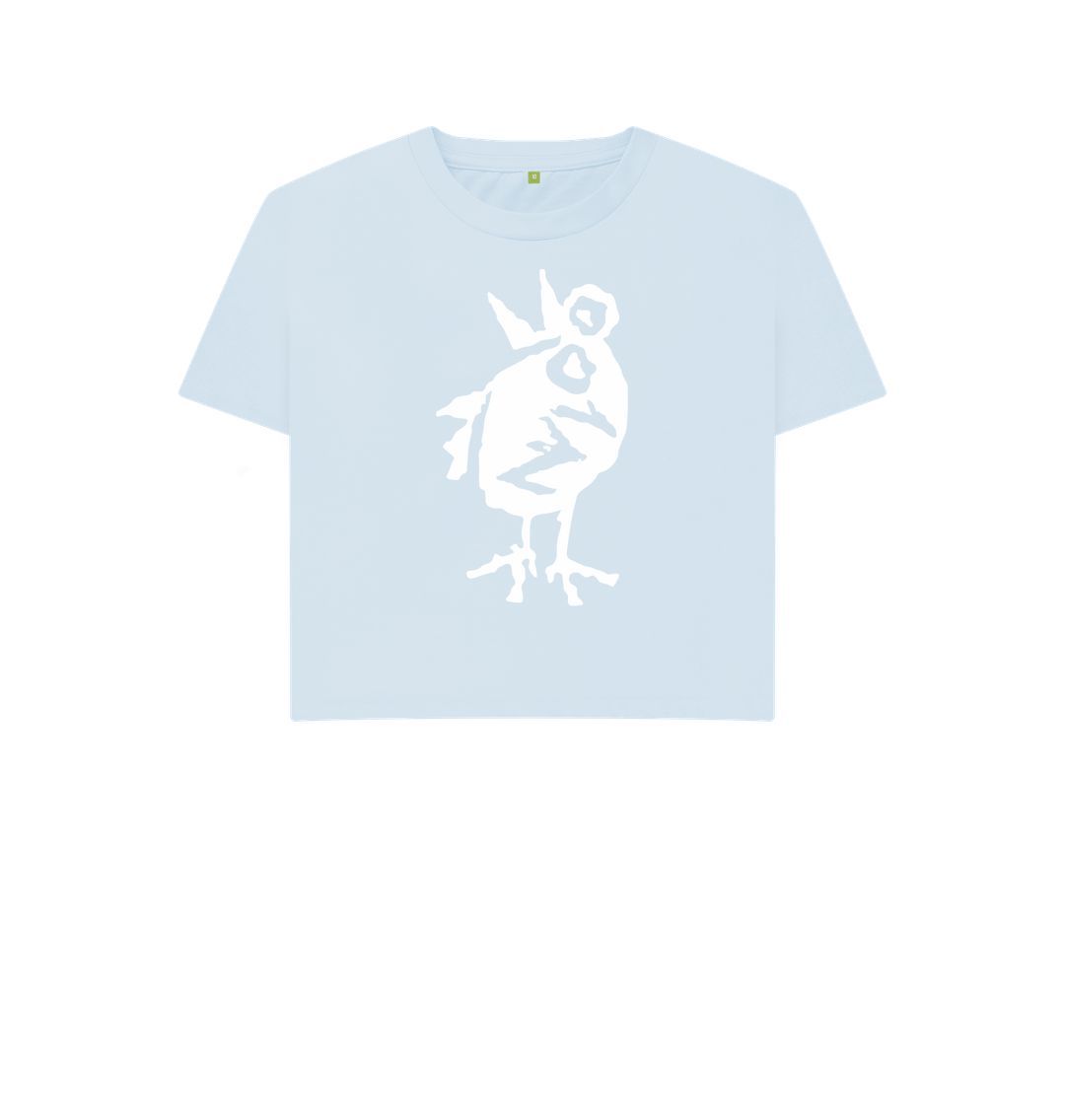 Sky Blue Heavenly Bird - White Logo - Boxy Tee