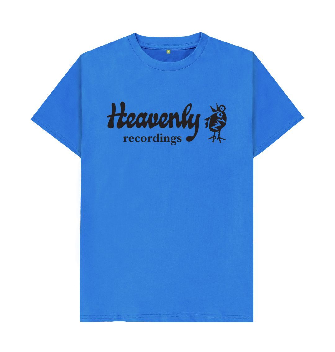 Bright Blue Heavenly Recordings Logo T-shirt - Black Logo